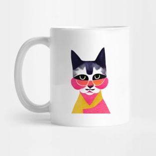 Neon Street Style Cat Retro Poster Vintage Art Neon Wall Illustration Pink Illustration Mug